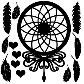 Dream catcher indian feathers hearts  12 x 12 Mythical